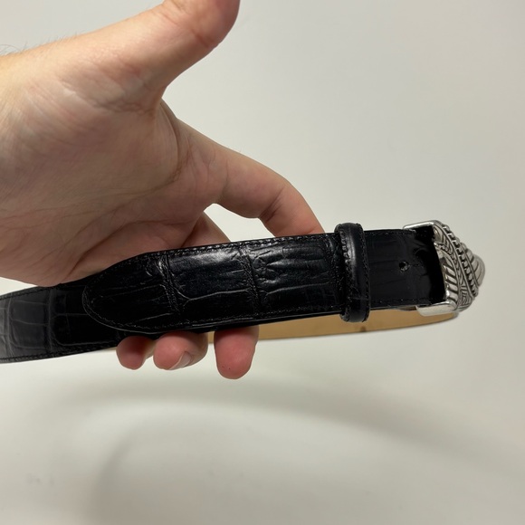 Brighton Vintage 1995 Black Leather Alligator Belt Y2K Size Medium - Picture 4 of 11